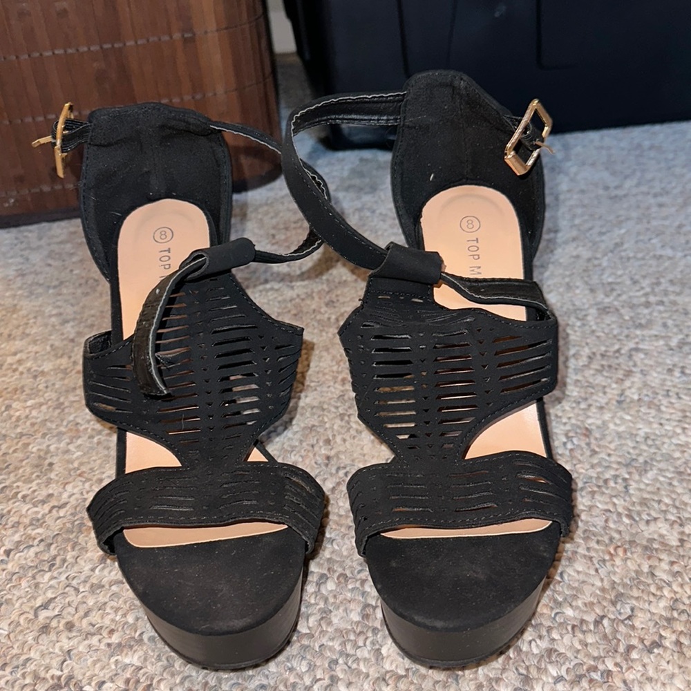 Black strappy heels